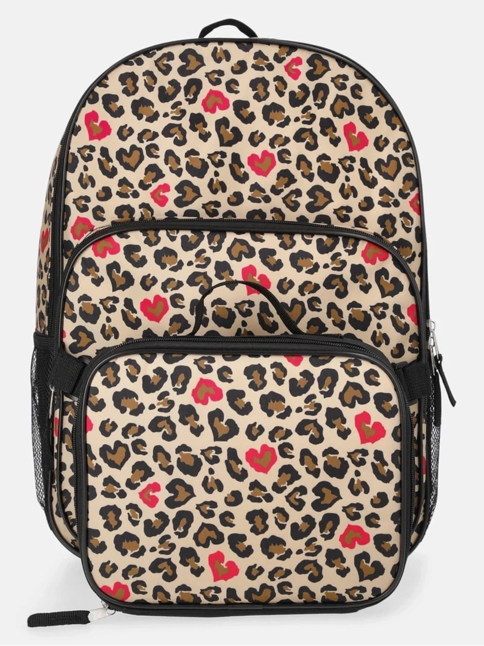 Leopard Heart Print Backpack in Multicolor W